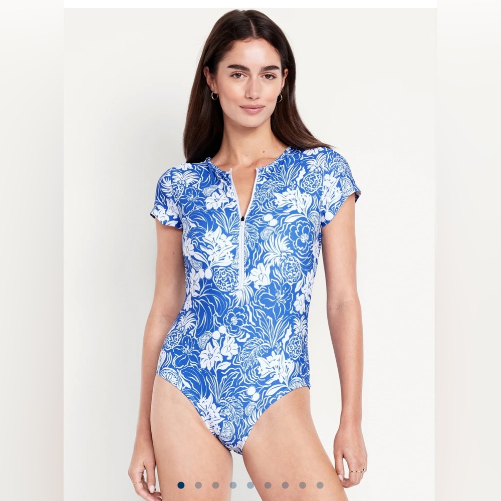 Old Navy Matte One-Piece Zip Swimsuit